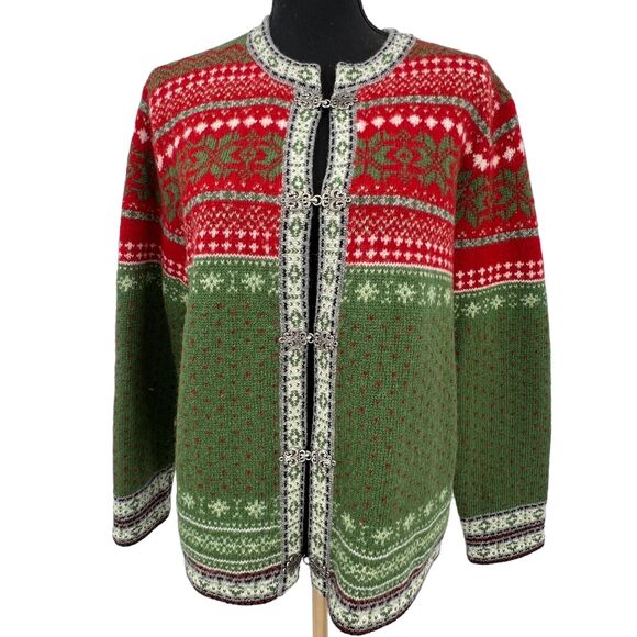 Cambridge Dry Goods Womens Nordic Icelandic Wool Cardigan Sweater Size Medium - Picture 1 of 6